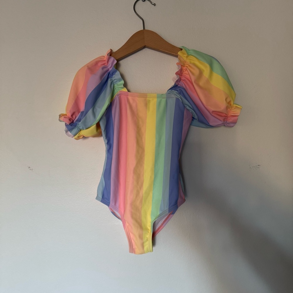 Cotton On Rainbow Ballon Sleeve One Piece Swimsuit